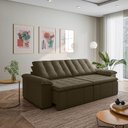 Ver imagem 1 de Sofá Cama Casal Retrátil e Reclinável 4 Lugares Veludo com Molas Grafite Palmeira 280cm CabeCasa MadeiraOriginals Mad