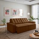 Ver imagem 1 de Sofá Cama Retrátil e Reclinável 4 Lugares 280cm Veludo com Molas Palmeira CabeCasa MadeiraOriginals