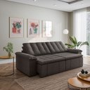Ver imagem 1 de Sofá Cama Retrátil e Reclinável 4 Lugares 280cm Linho com Molas Palmeira CabeCasa MadeiraOriginals g