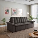 Ver imagem 3 de Sofá Cama Retrátil e Reclinável 4 Lugares 280cm Linho com Molas Palmeira CabeCasa MadeiraOriginals g