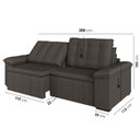 Ver imagem 5 de Sofá Cama Retrátil e Reclinável 4 Lugares 280cm Linho com Molas Palmeira CabeCasa MadeiraOriginals g