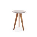 Ver imagem 1 de Mesa Lateral Alta Safira com Vidro - Acabamento Champagne/off White