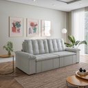 Ver imagem 3 de Sofá Cama Retrátil e Reclinável 4 Lugares 280cm Linho com Molas Palmeira CabeCasa MadeiraOriginals C