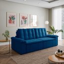 Ver imagem 3 de Sofá Cama Casal Retrátil e Reclinável 4 Lugares Veludo Azul Palmeira 280cm CabeCasa MadeiraOriginals