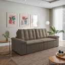 Ver imagem 1 de Sofá Cama Retrátil e Reclinável 4 Lugares Veludo Castor Palmeira 280cm CabeCasa MadeiraOriginals