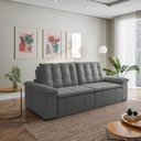 Ver imagem 3 de Sofá Cama Casal Retrátil e Reclinável 4 Lugares Veludo com Molas Cinza Palmeira 280cm CabeCasa MadeiraOriginals Madei
