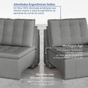 Ver mais imagens de Sofá Cama Casal Retrátil e Reclinável 4 Lugares Veludo com Molas Cinza Palmeira 280cm CabeCasa MadeiraOriginals Madei