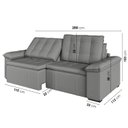 Ver imagem 4 de Sofá Cama Casal Retrátil e Reclinável 4 Lugares Veludo com Molas Cinza Palmeira 280cm CabeCasa MadeiraOriginals Madei