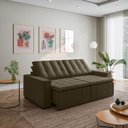 Ver imagem 1 de Sofá Cama Retrátil e Reclinável 3 Lugares 260cm em Veludo Palmeira CabeCasa MadeiraOriginals Grafite