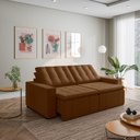 Ver imagem 1 de Sofá Cama Retrátil e Reclinável 3 Lugares 260cm em Veludo Palmeira CabeCasa MadeiraOriginals Marrom