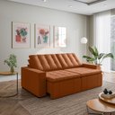 Ver imagem 1 de Sofá Cama Retrátil e Reclinável 3 Lugares 260cm em Veludo Palmeira CabeCasa MadeiraOriginals Terraco
