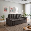 Ver imagem 3 de Sofá Cama Retrátil e Reclinável 3 Lugares 260cm em Linho Palmeira CabeCasa MadeiraOriginals Grafite