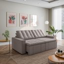 Ver imagem 1 de Sofá Cama Retrátil e Reclinável 3 Lugares 260cm em Linho Palmeira CabeCasa MadeiraOriginals Castor