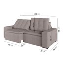 Ver imagem 4 de Sofá Cama Retrátil e Reclinável 3 Lugares 260cm em Linho Palmeira CabeCasa MadeiraOriginals Castor