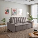 Ver imagem 3 de Sofá Cama Retrátil e Reclinável 3 Lugares 260cm em Linho Palmeira CabeCasa MadeiraOriginals Castor