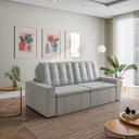 Ver imagem 3 de Sofá Cama Retrátil e Reclinável 3 Lugares 260cm em Linho Palmeira CabeCasa MadeiraOriginals Cinza