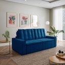 Ver imagem 3 de Sofá Cama Retrátil e Reclinável 3 Lugares 260cm em Veludo Palmeira CabeCasa MadeiraOriginals Azul
