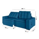 Ver imagem 4 de Sofá Cama Retrátil e Reclinável 3 Lugares 260cm em Veludo Palmeira CabeCasa MadeiraOriginals Azul