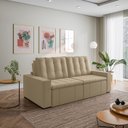 Ver imagem 3 de Sofá Cama Retrátil e Reclinável 3 Lugares 260cm em Veludo Palmeira CabeCasa MadeiraOriginals Bege