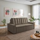 Ver imagem 1 de Sofá Cama Retrátil e Reclinável 3 Lugares 260cm em Veludo Palmeira CabeCasa MadeiraOriginals Castor