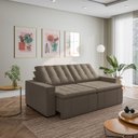 Ver imagem 3 de Sofá Cama Retrátil e Reclinável 3 Lugares 260cm em Veludo Palmeira CabeCasa MadeiraOriginals Castor