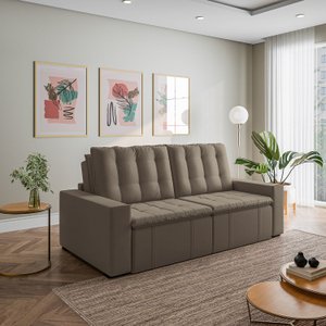 Sofá Cama Retrátil e Reclinável 3 Lugares 260cm em Veludo Palmeira CabeCasa MadeiraOriginals