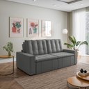 Ver imagem 3 de Sofá Cama Retrátil e Reclinável 3 Lugares 260cm em Veludo Palmeira CabeCasa MadeiraOriginals Cinza