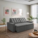 Ver imagem 1 de Sofá Cama Retrátil e Reclinável 3 Lugares 260cm em Veludo Palmeira CabeCasa MadeiraOriginals Cinza