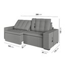 Ver imagem 4 de Sofá Cama Retrátil e Reclinável 3 Lugares 260cm em Veludo Palmeira CabeCasa MadeiraOriginals Cinza