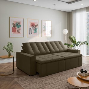 Sofá Cama Retrátil e Reclinável 4 Lugares 280cm em Veludo Palmeira CabeCasa MadeiraOriginals