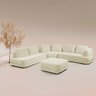 Sofá de Canto Modulado Vercelli 562cm com Almofadas Soltas e Puff Veludo Luxo Off White G92 - Gran B - 1
