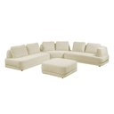 Ver imagem 2 de Sofá de Canto Modulado Vercelli 562cm com Almofadas Soltas e Puff Veludo Luxo Off White G92 - Gran B