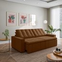 Ver imagem 1 de Sofá Cama Retrátil e Reclinável 4 Lugares 280cm em Veludo Palmeira CabeCasa MadeiraOriginals Marrom