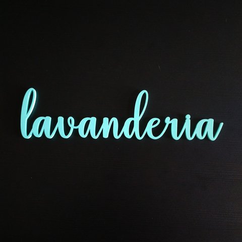 Lavanderia - Adorno De Parede, Quadro, Decoração, Lettering - Toque 3D:Azul Tiffany