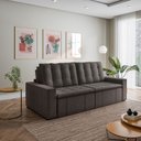 Ver imagem 3 de Sofá Cama Retrátil e Reclinável 4 Lugares 280cm em Linho Palmeira CabeCasa MadeiraOriginals Grafite