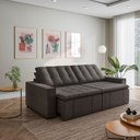 Ver imagem 1 de Sofá Cama Retrátil e Reclinável 4 Lugares 280cm em Linho Palmeira CabeCasa MadeiraOriginals Grafite