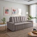 Ver imagem 3 de Sofá Cama Retrátil e Reclinável 4 Lugares 280cm em Linho Palmeira CabeCasa MadeiraOriginals Castor