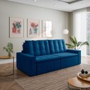 Ver imagem 3 de Sofá Cama Retrátil e Reclinável 4 Lugares 280cm em Veludo Palmeira CabeCasa MadeiraOriginals Azul