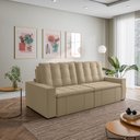Ver imagem 3 de Sofá Cama Retrátil e Reclinável 4 Lugares 280cm em Veludo Palmeira CabeCasa MadeiraOriginals Bege