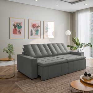 Sofá Cama Retrátil e Reclinável 4 Lugares 280cm em Veludo Palmeira CabeCasa MadeiraOriginals