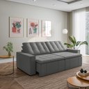 Ver imagem 1 de Sofá Cama Retrátil e Reclinável 4 Lugares 280cm em Veludo Palmeira CabeCasa MadeiraOriginals Cinza
