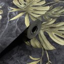 Ver imagem 1 de Papel de Parede Estampado Folhagem Cinza Chumbo Vinilico Lavável+Cola