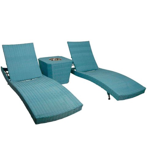 2 Espreguiçadeiras C/mesa 6 Regulagens Azul Turquesa