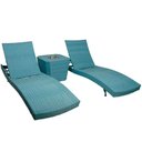 Ver imagem 1 de 2 Espreguiçadeiras C/mesa 6 Regulagens Azul Turquesa