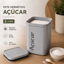 Ver imagem 7 de Porta Acucar 2 Litros Hermetico Quadrado Organizador Mantimentos Cozinha Grande