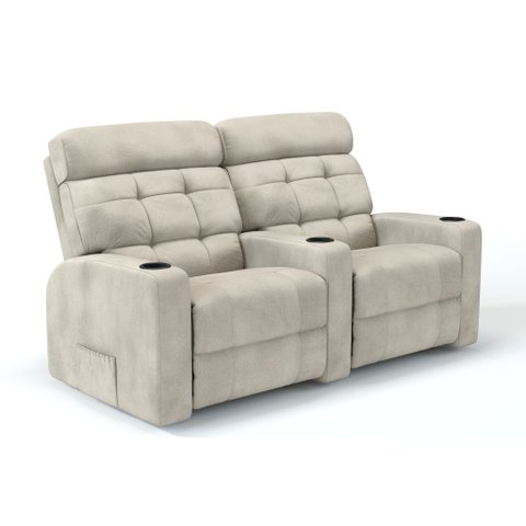 Sofá 2 Lugares Reclinável Elétrico Massageador em Bouclé Cor Bege Linha Cinema