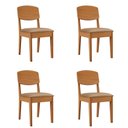 Ver imagem 1 de Conjunto com 4 Cadeiras para Sala de Jantar Copper MDF Estofado Amadeirado Moderna
