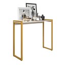 Ver imagem 2 de Aparador Industrial Ísis Buffet Aço Dourado 1 Prateleira MDF Base Dourada/Off White