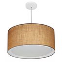 Ver imagem 1 de Lustre Pendente Cilíndrico Duplo Vivare Md-4288 Cúpula em Tecido 50x30cm - Bivolt Palha 127/220v