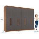 Ver imagem 4 de Guarda Roupa Casal 8 Portas e 4 Gavetas Master New Marrom/Jatobá/Grafite
